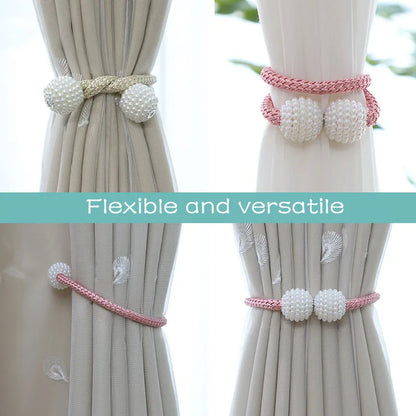 2Pcs/Set Curtain Hanging Ball Home Multifunctional Curtain Pearl Strap Rope Strap New Magnetic Hanging Ball Curtain Tool