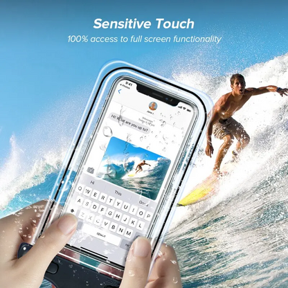 Waterproof Phone Pouch with a Strap, Made of Transparent Plastic. Designed for Activities Like Sports, Cycling, Beach Outings, Cruises, Water Parks, Surfing, Diving, And Travel