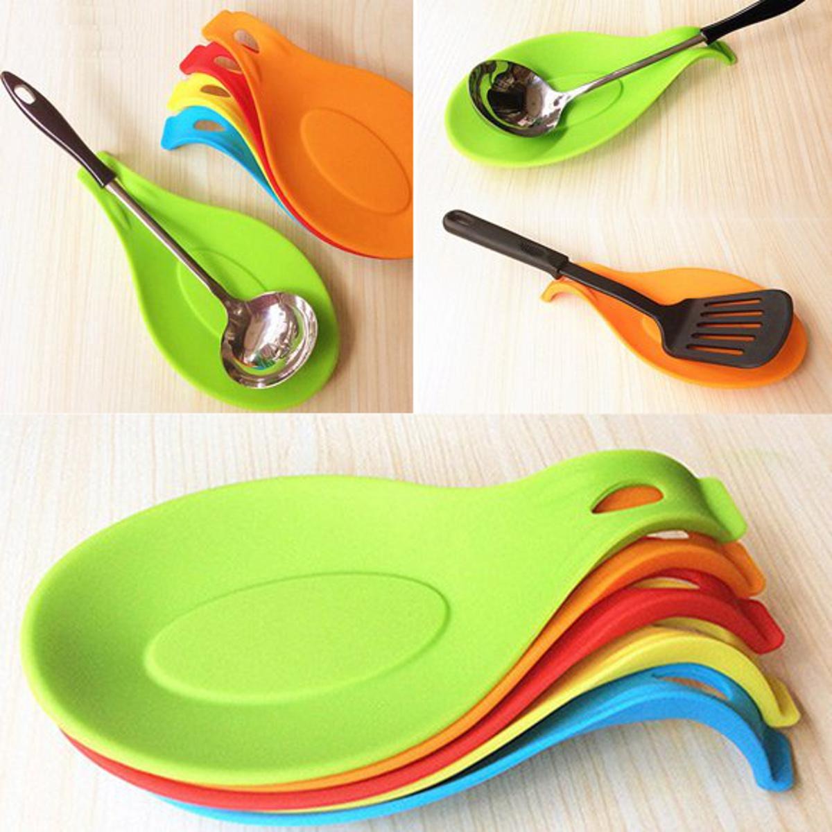 Spoon Rest Holders Fork Spatula Rack Shelf Organizer Plastic Spoon Rest Chopsticks Holder Non-slip Spoons Pad