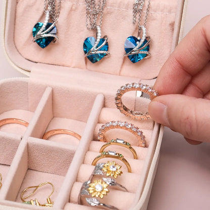 Mini Jewelry Organizer Display Travel Jewelry Zipper Case Boxes Earrings Necklace Ring Portable Jewelry Box Leather Storage