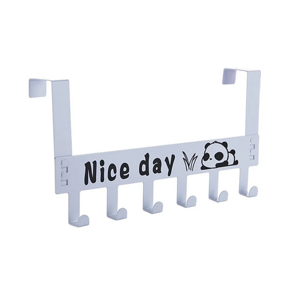 Over Door Hook Hanger,Metal Towel Rack Behind Door Organizer with 6 Hook for Bathroom , Black Multi-functional Holder for Coat Bag