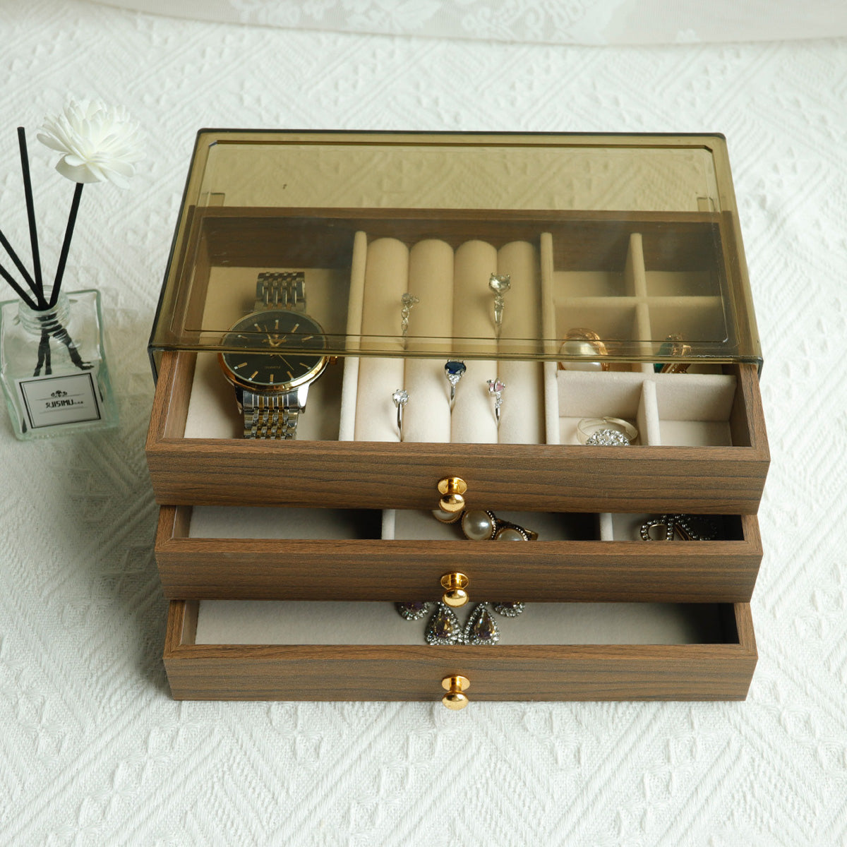 Wooden 3 layer jewellry organizer