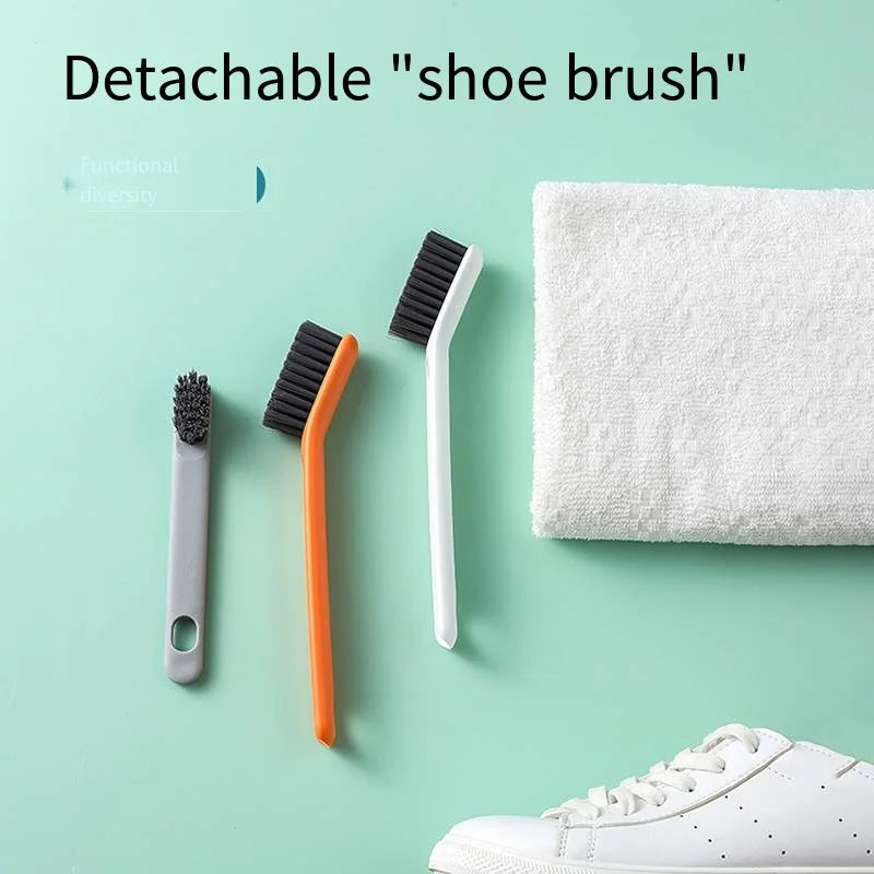 2 in 1 Detachable Shoe & Laundry Cleaning Brush with Soft Bristles - Heavy-Duty Shoe Collar,, Board & Fabric Washer Brush - Compact Multi-Surface Household Cleaning for, Clothes Care (White)