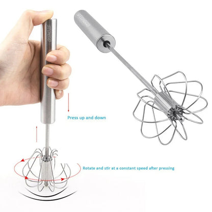 Large Stainless Steel Semi-Automatic Egg Beater - Versatile Kitchen Utensil For Blending, Whisking, Beating & More