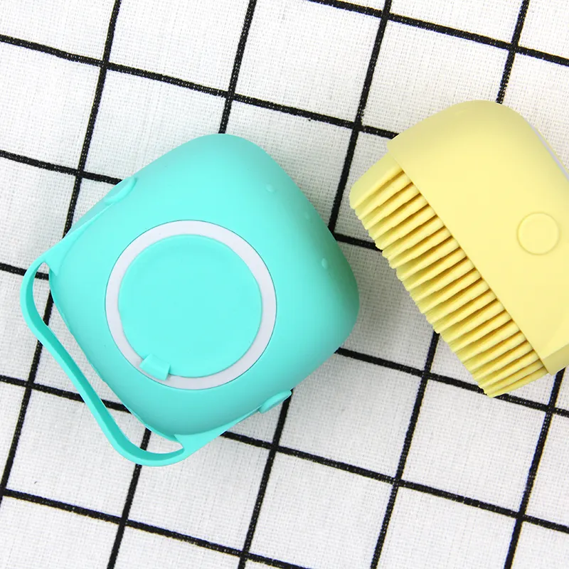 Silicone Body Bath Brush - Exfoliating, Massaging, and Cleansing Tool - Blue, Pink and Yellow