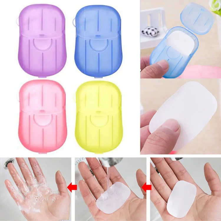 Travel Soap Paper 20pcs Mini Paper Soap Washing Hand Bath Clean Scented Slice Sheets Good for Camping BBQ Hiking Travel or Any Outdoor Activity