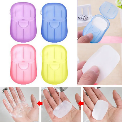 Travel Soap Paper 20pcs Mini Paper Soap Washing Hand Bath Clean Scented Slice Sheets Good for Camping BBQ Hiking Travel or Any Outdoor Activity