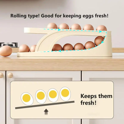 Automatic Scrolling Egg Rack Holder Storage Box Egg Basket Container Organizer Rolldown Refrigerator Egg Dispenser For Kitchen