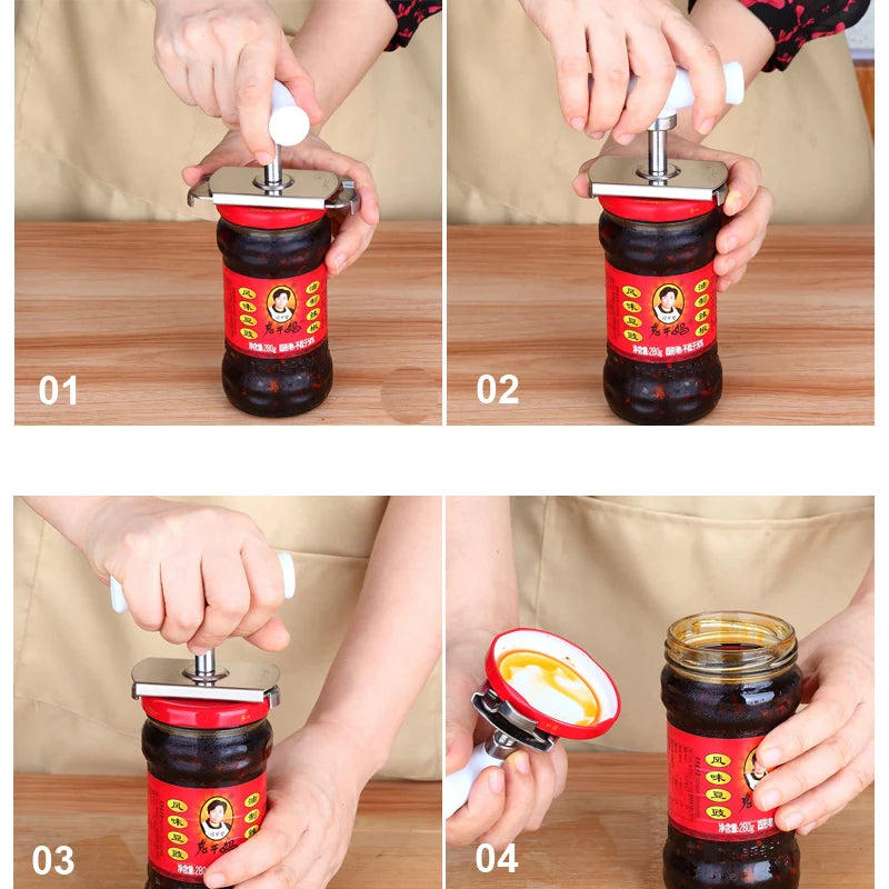 Adjustable Multi-Function Bottle Cap Opener Stainless Steel Lids Off Jar Opener Labor-Saving Screw Opener Kitchen Gadget