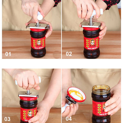Adjustable Multi-Function Bottle Cap Opener Stainless Steel Lids Off Jar Opener Labor-Saving Screw Opener Kitchen Gadget