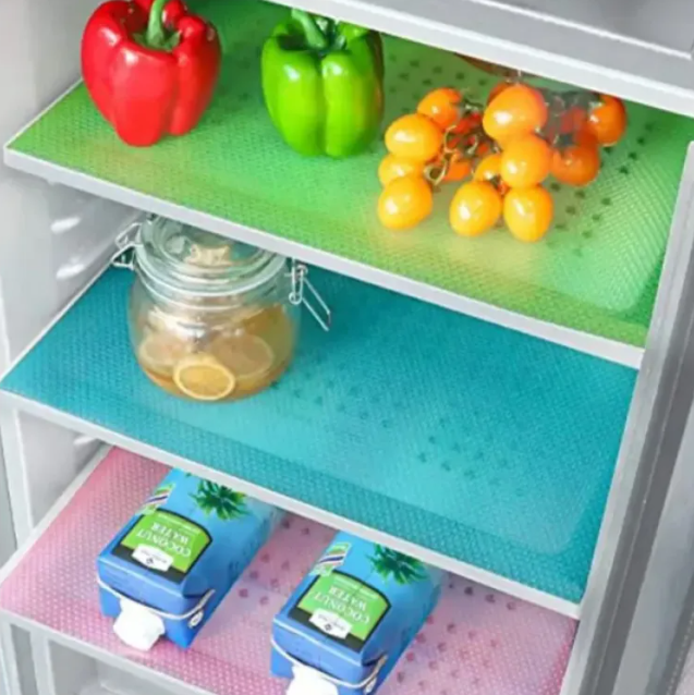 pack of 4 sheets Fridge Mats Refrigerator Mats Single Sheet Waterproof Washable Antislip - sheet size 45 x 29.5 cm