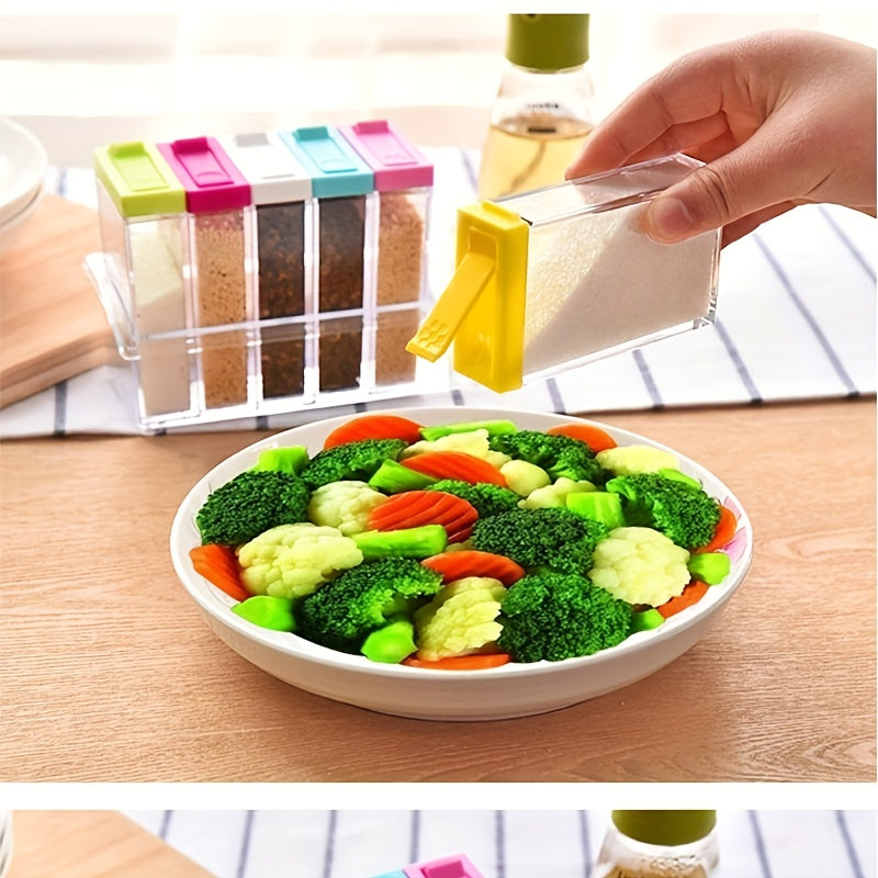 6 Piece/Set Transparent Plastic Masala Spice Jars Set for Kitchen, Condiment Box, Acrylic Seasoning Storage Box