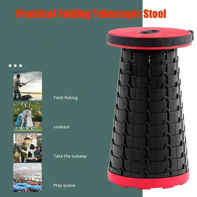 Portable Retractable Folding Stool Chair | Latest Smart Outdoor Foldable, Collapsible Lightweight Seat Chair Stool for Camping Traveling, Picnic, Car, Easy to Carry Anywhere