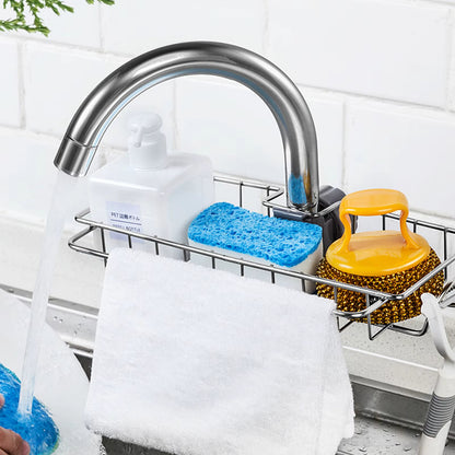 Stainless Steel Sink Faucet Rack Kitchen Storage Hanging Basket Rack