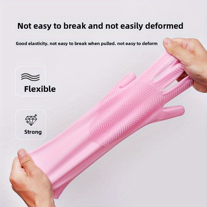 1 Pair Multi Purpose washing gloves pair with scrubbing for dish-fruit-car washing silicon magic