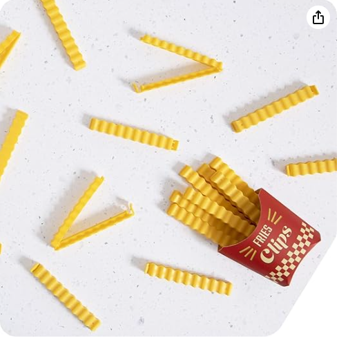 5 PCS Of Food Seal Clip Cartoon yallow fries chips Shaped Moisture Proof Food Preservation Seal Clip Food Seal Refrigerator  Cute Fries Shape Sealing Clips with Wall Magnetic Holder