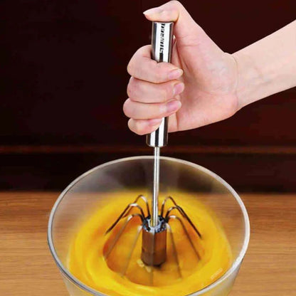 Large Stainless Steel Semi-Automatic Egg Beater - Versatile Kitchen Utensil For Blending, Whisking, Beating & More
