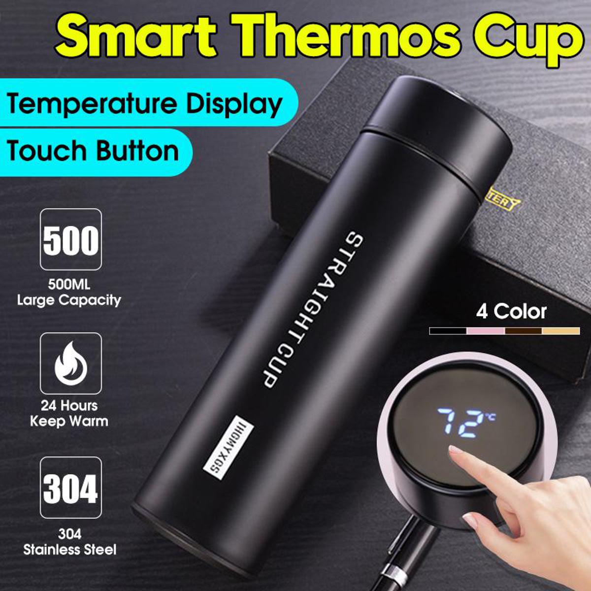 Hot and Cold water bottle with LED Temperature Display, Stainless Steel Insulated Vacuum Flask Thermos SMART Digital Mug 500ML, Temperature Display Sports Drink Flasks