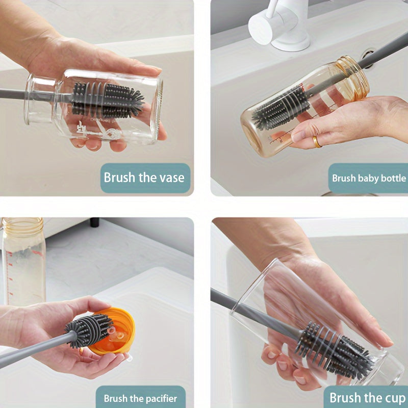 Bottle Brush Insulation Cup Washing No Deadend Long Handled Silicone Cleaning Brush Household Multifunctional Cleaning Tools