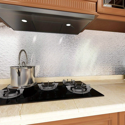 Self Adhesive Aluminium Foil Sticker Roll, Oil Proof Waterproof Aluminium Sheet DIY Wallpaper, Heat Resistant Backsplash Aluminium Sticker for Home, Kitchen, Stove, Cabinet, Wall, Drawers, and Furniture