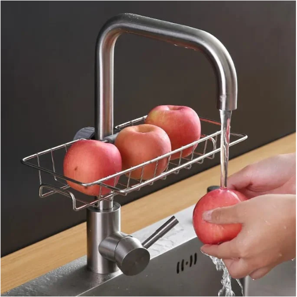 Stainless Steel Sink Faucet Rack Kitchen Storage Hanging Basket Rack