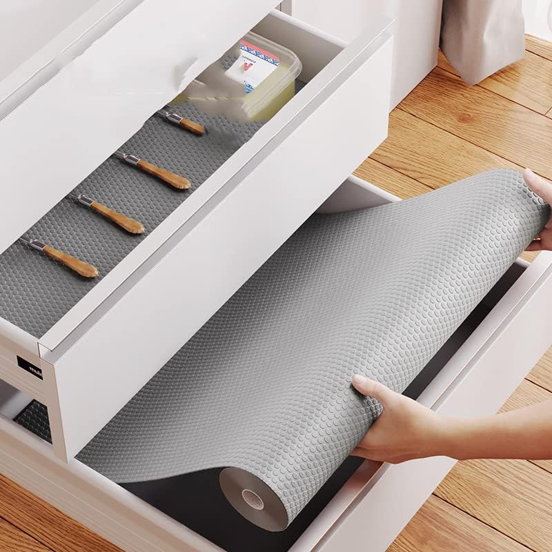 1 Roll, Waterproof Refrigerator Liner - Moisture-Proof, Anti-Slip, Washable And Reusable, EVA Material, Khaki Drill Pattern, Suitable for Refrigerator And Kitchen Decor, Refrigerator Liner, Drawer Mat, Shoe Cabinet Mat, Cabinet Mat