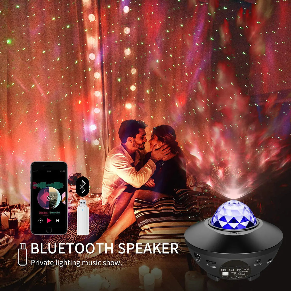 Galaxy Projector Star Light Speaker With Remote Control, Big Bowl Music Speakers, Adjustable Brightness Multiple Modes Colorful