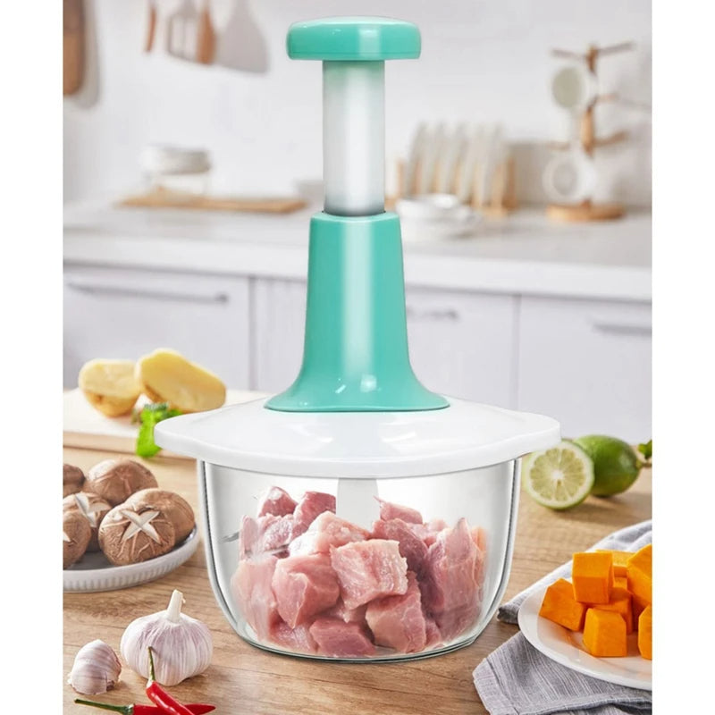 Manual Food Processor Multifunctional Gourmet Cuisine Hand Pat Chopper Press Cutter Vegetable Meat Grinder
