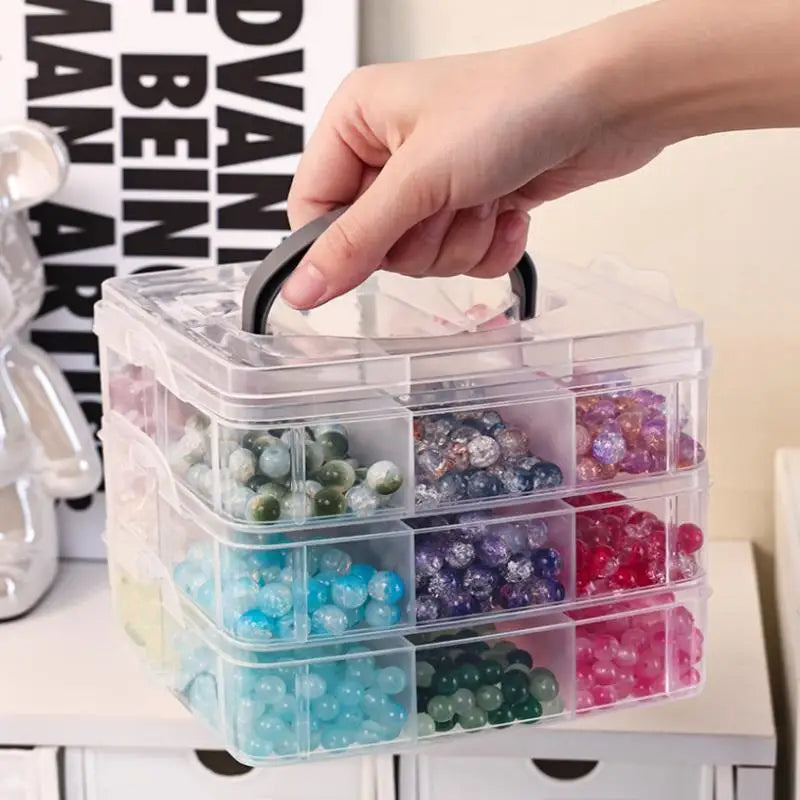 Stackable 3 Layer Storage Box Organizer - 3 Layer Plastic Storage Box Stackable Jewelry Accessory Container for Faux Pearl Studs Sewing Coil Supplies for Home Use