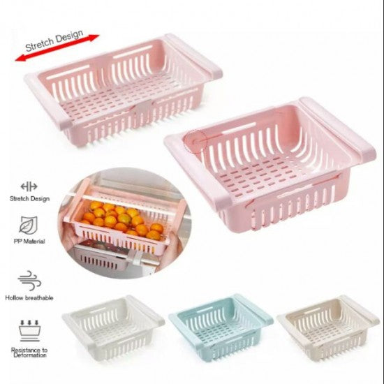 Maximize Your Fridge Space with Stretchable fridge organizer basket adjustable space saver storage basket kitchen accessories basket for fridge kitchen gadget basket for kitchen