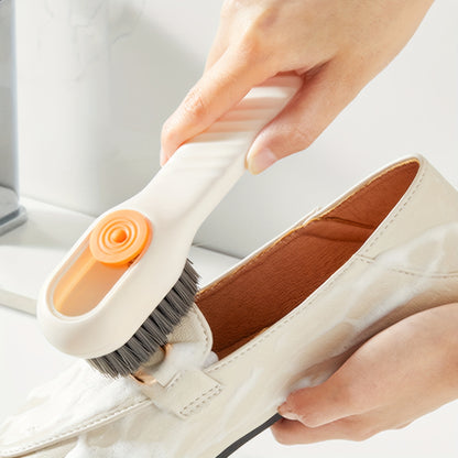 Multifunctional Soap Liquid Dispenser Brush with Handle Shoe Cleaning Laundry Brush Scrub Cleaning Soft Bristle Cleaning Brushes for Clothes and Shoes Household Use For Bathroom and Kitchen