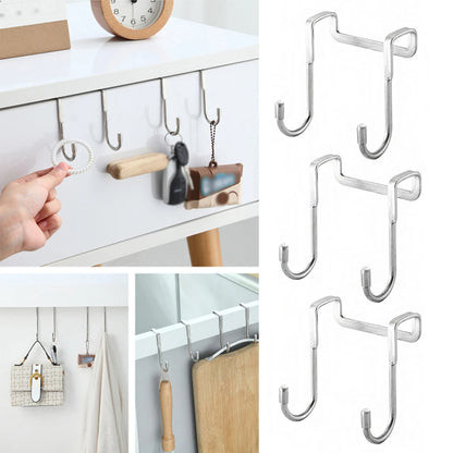 Door Hanger Hook Stainless Steel Double S-Shaped Storage Hook For Bathroom Kitchen Wall Door Organizer Wall Mounted Hooks