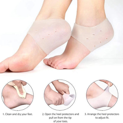 2Pcs Silicone Feet Care Socks Moisturizing Gel Heel Thin Socks with Hole Cracked Foot Skin Care Protectors Lace Heel Cover