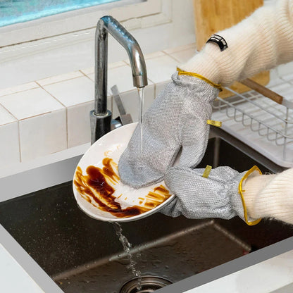 2 pcs pair Silver Dishwashing Gloves