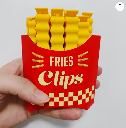 5 PCS Of Food Seal Clip Cartoon yallow fries chips Shaped Moisture Proof Food Preservation Seal Clip Food Seal Refrigerator  Cute Fries Shape Sealing Clips with Wall Magnetic Holder