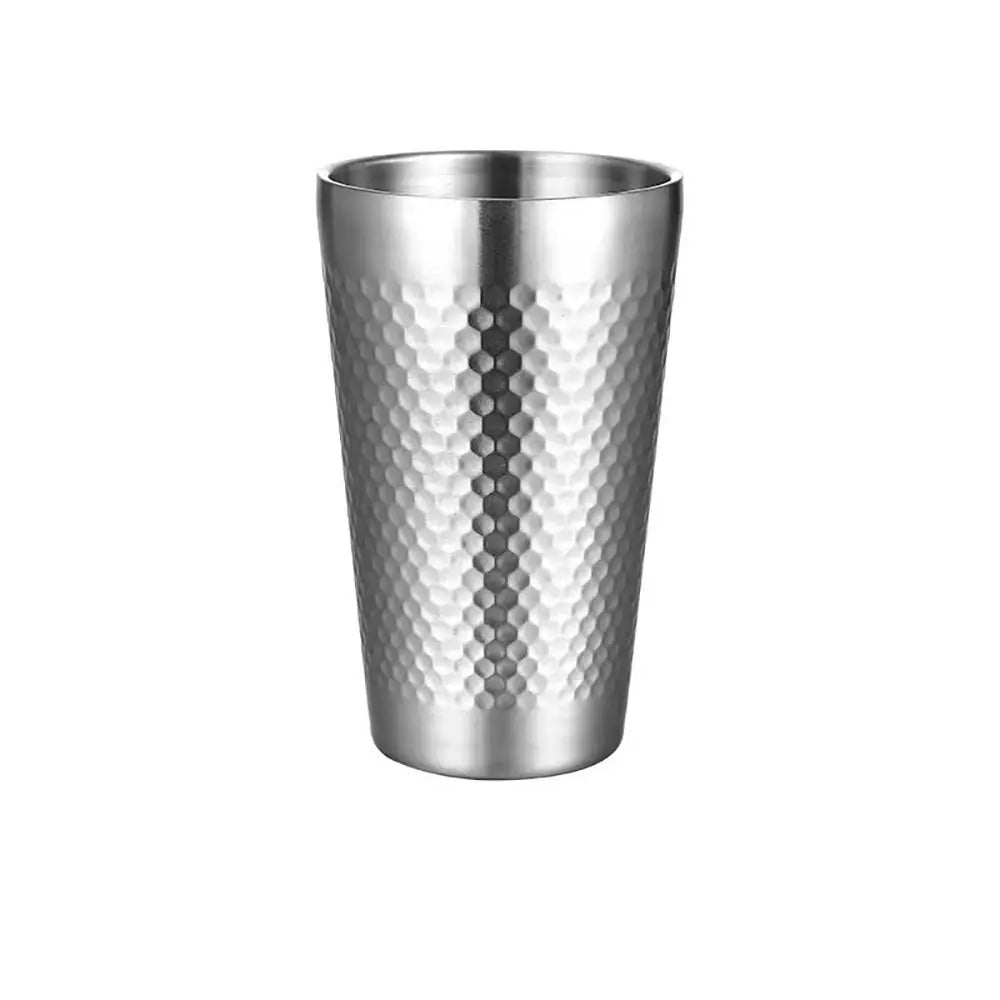 Stainless Steel Cold Water Drinks Cup Hammered Texture Double-Wall  Anti-fall Cups Milk Mugs For Kitchen Drinkware