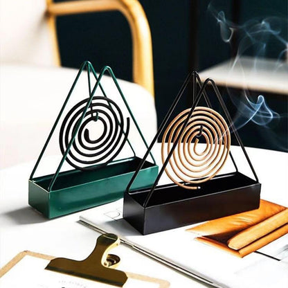 Anti-Scald Mosquito Coil Holder With Tray Creative Wrought Iron Triangular Shape Mosquito Repellent Incense Rack
