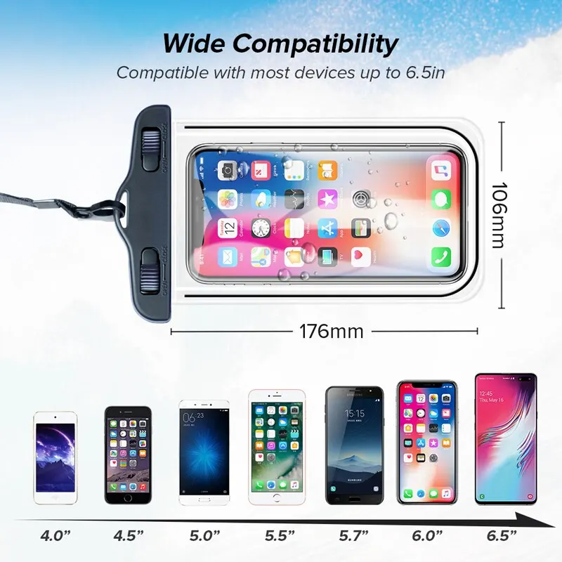 Waterproof Phone Pouch with a Strap, Made of Transparent Plastic. Designed for Activities Like Sports, Cycling, Beach Outings, Cruises, Water Parks, Surfing, Diving, And Travel