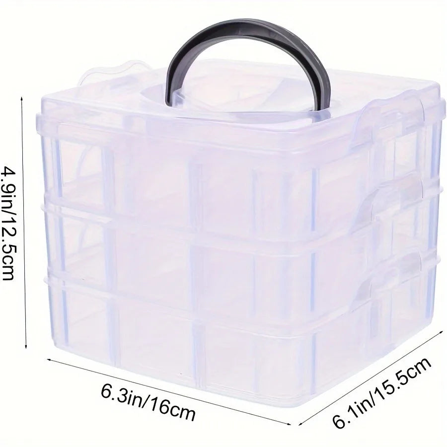 Stackable 3 Layer Storage Box Organizer - 3 Layer Plastic Storage Box Stackable Jewelry Accessory Container for Faux Pearl Studs Sewing Coil Supplies for Home Use