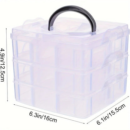 Stackable 3 Layer Storage Box Organizer - 3 Layer Plastic Storage Box Stackable Jewelry Accessory Container for Faux Pearl Studs Sewing Coil Supplies for Home Use