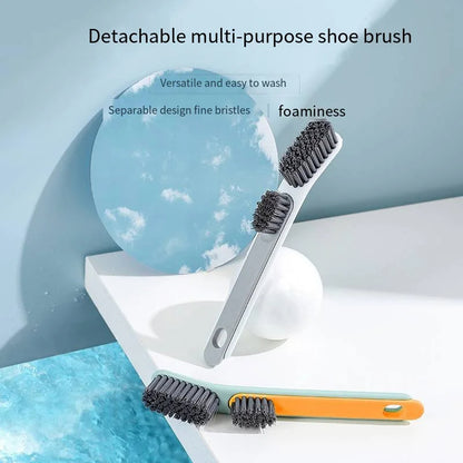 2 in 1 Detachable Shoe & Laundry Cleaning Brush with Soft Bristles - Heavy-Duty Shoe Collar,, Board & Fabric Washer Brush - Compact Multi-Surface Household Cleaning for, Clothes Care (White)