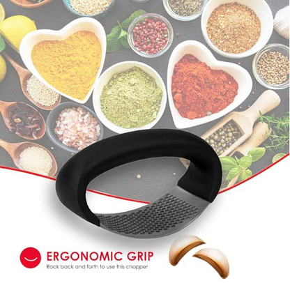 Manual Garlic Press Rocker with Handle Stainless Steel Garlic Crusher Squeezer Slicer Mincer Metal Ginger Garlic Chopper Kitchen Gadget Tool Garlic Cutter Creative Hand Press Garlic Tools Kitchen Gadgets Tool For Garlic Paste
