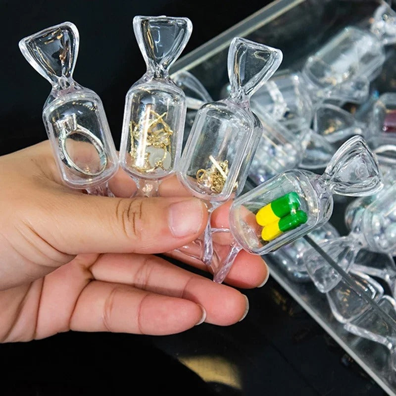 Mini Transparent Storage Box Creative Plastic Candy Ring Earrings Necklace Boxes Holder Showcase Jewelry Organizer