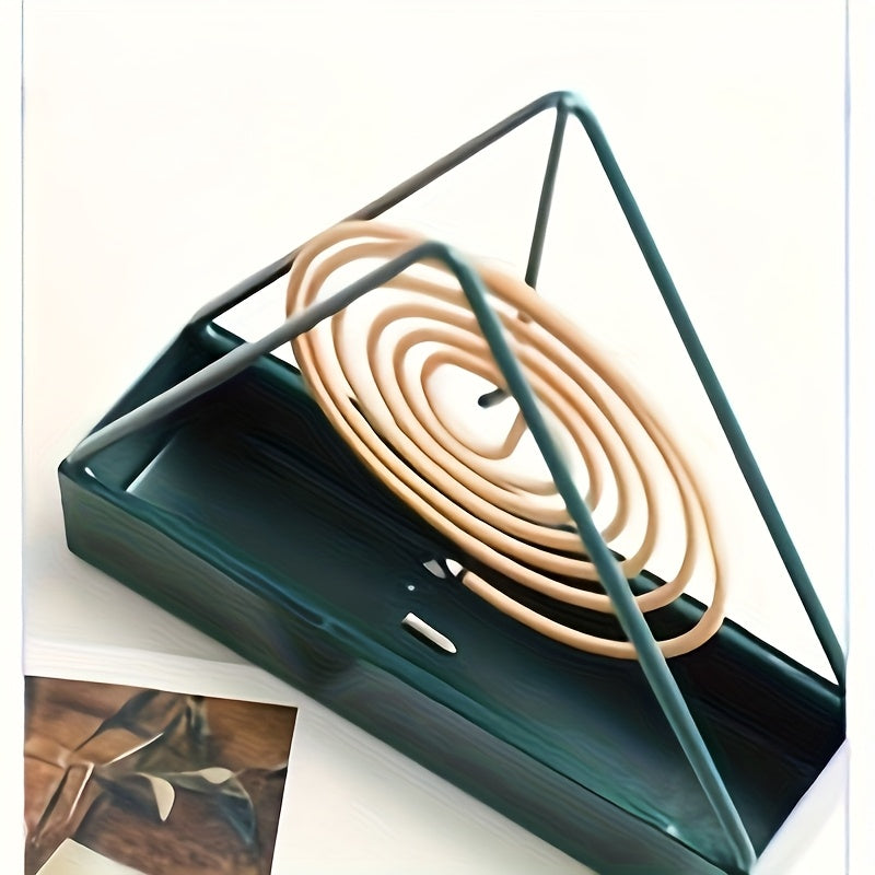 1pc Summer Mosquito Coil Holder Triangle Mosquito Coil Rack Floating Hanging Base Box Ash Catcher Creative Household Mosquito Coil Box Incense Burner, Mosquito Repellent, Outdoor Mosquito Protection, Triangle Design, Modern Incense Burner, Highquality Met