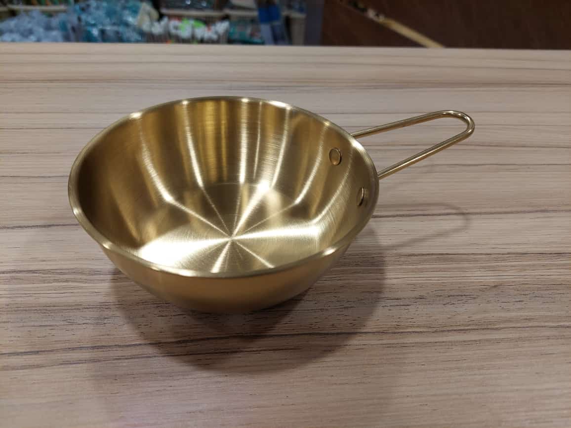 golden sauce pan 14 cm Round Rice Wine Bowl with Handle 304 Stainless Steel Household Food Sauce Bowls Cups Tableware Dinnerware Kitchen Utensils