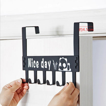 Over Door Hook Hanger,Metal Towel Rack Behind Door Organizer with 6 Hook for Bathroom , Black Multi-functional Holder for Coat Bag