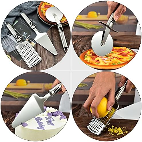 3 in 1 - Pizza cutter - cake server - Cheese grater . Pizza cutter set, pizza spatula, pizza cutter wheel, cheese planer, 3 pcs multi-functional combination set, which can be used for cutting and distributing various pizza cakes, grinding cheese, etc.