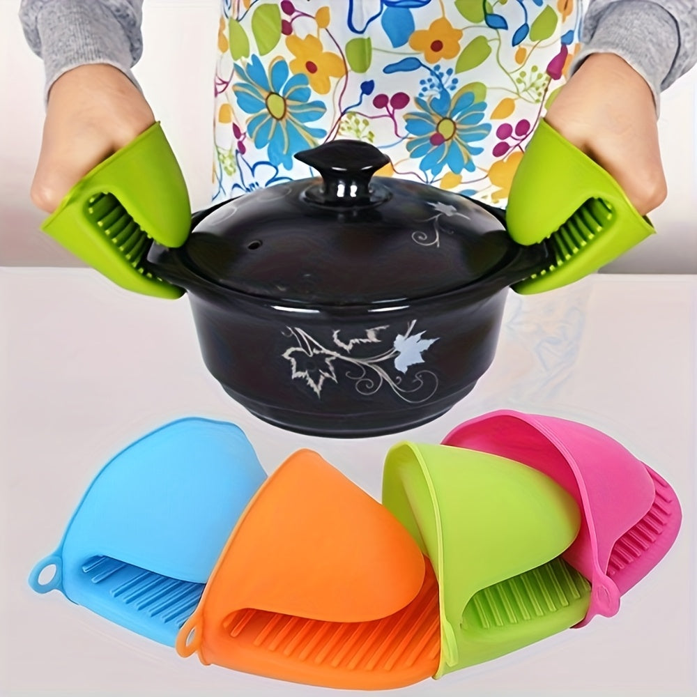 2 pcs Silicon pot holder - silicon oven mitts , heat resistant gloves , kitchen accessories anti slip baking mitts , silicon hot pot holders , best Kitchen tool