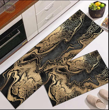 2pcs Kitchen Floor Mat Non Slip Super absorbent Bedroom Long Bedside Area Rug Soft Washable Carpet Bathroom Entrance Doormat(38 x 58cm) & Runner(38 x 117cm) approx