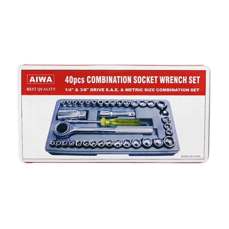 Combination Socket Wrench, 40 Pieces, Hand Tools, Wrench Set, Socket Wrench, Hand Tools, Garage Wrench, Ratchet Wrench
